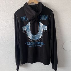 True Religion men’s full-zip hoodie Size small Black Preowned