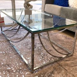 Modern Chrome Glass Coffee Table