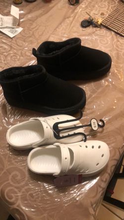 Boots are Fashion Nova Crocks my soft