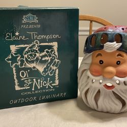Ceramic/Pottery Santa Claus Outdoor Luminary Glitter Glaze IOB