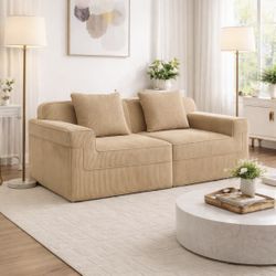 81" Beige Modular 2-Seat HIgh Density Injected Foam Sofa / Loveseat Cloud Sectional  [NEW] **Retails for $628 <NO ASSEMBLY>
