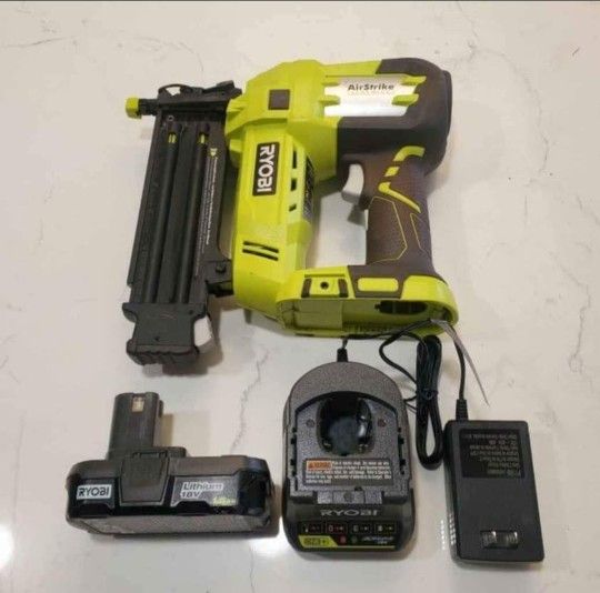 RYOBI ONE+ 18V 18-Gauge Cordless AirStrike Brad Nailer with 1.5 Ah Battery and Charger