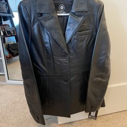 Ladies Leather Blazer Jacket