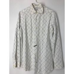 Banana Republic cotton checkered long sleeve dress button down shirt top men's size L Large 16 16.5