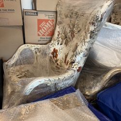 Set Of Antique accent Chairs Butterfly Upholstery 