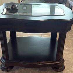 Side table with glass top