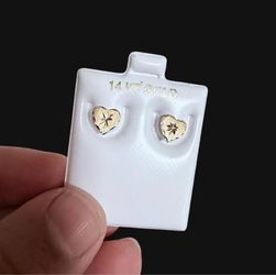 14KT Gold Heart Stud Earrings