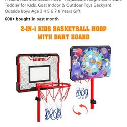2 In1 Metal  Basketball Hoop And Dart Game For Children 3yrs And Up