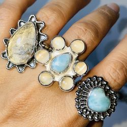 Anillo En Piedras Naturales Plata .925