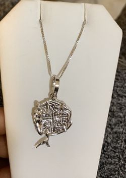Atocha silver coin pendant in mermaid with silver chain