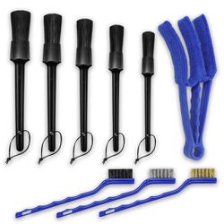 NEW! 9pcs Car Detailing Kit Auto Interior Cleaning Brush Set Includes Wire Brush Detail Boar Hair Brush Air Conditioner Brush for Cleaning Car Interio