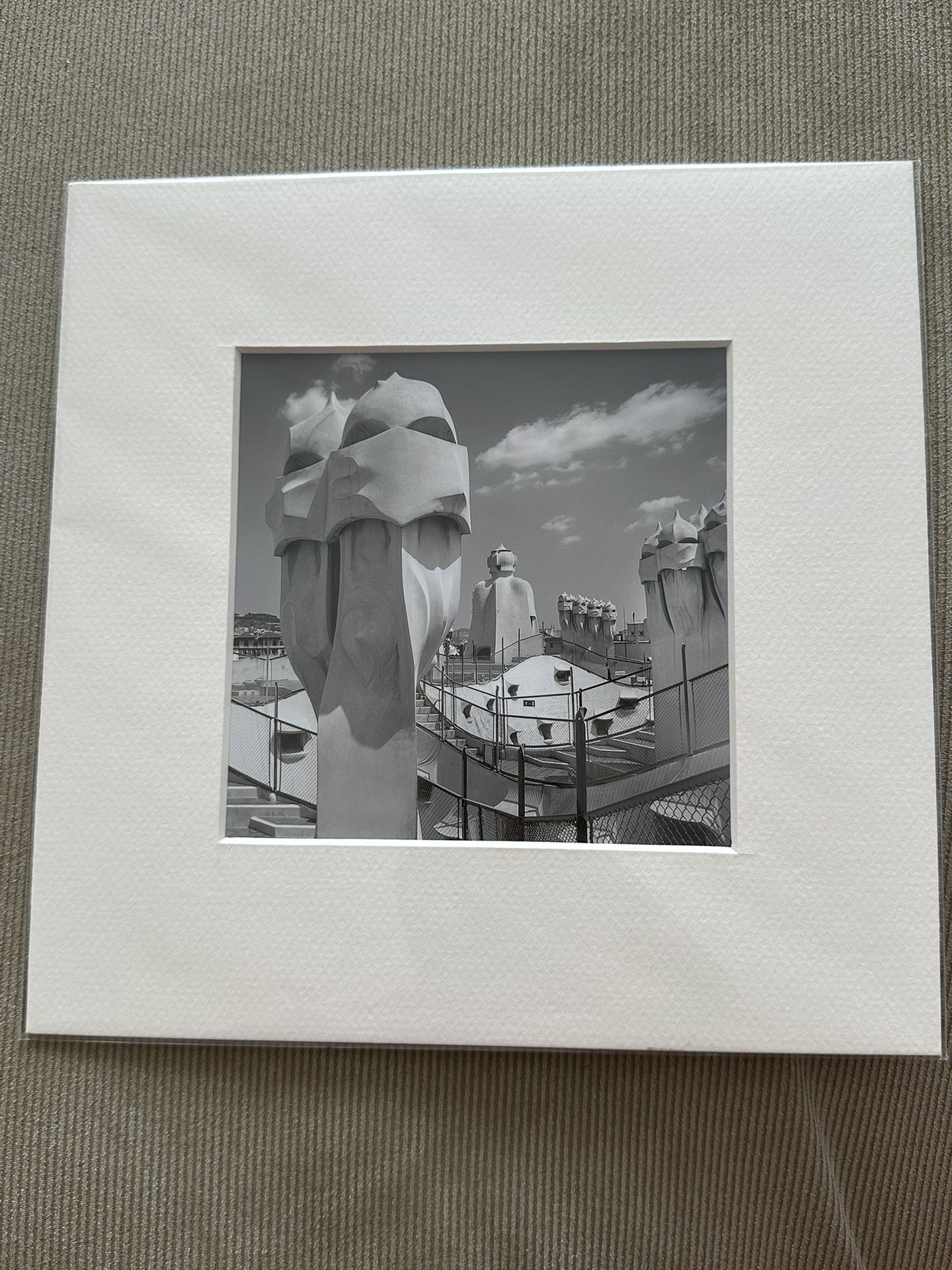 Black & White Matted Print Of La Pedrera In Barcelona