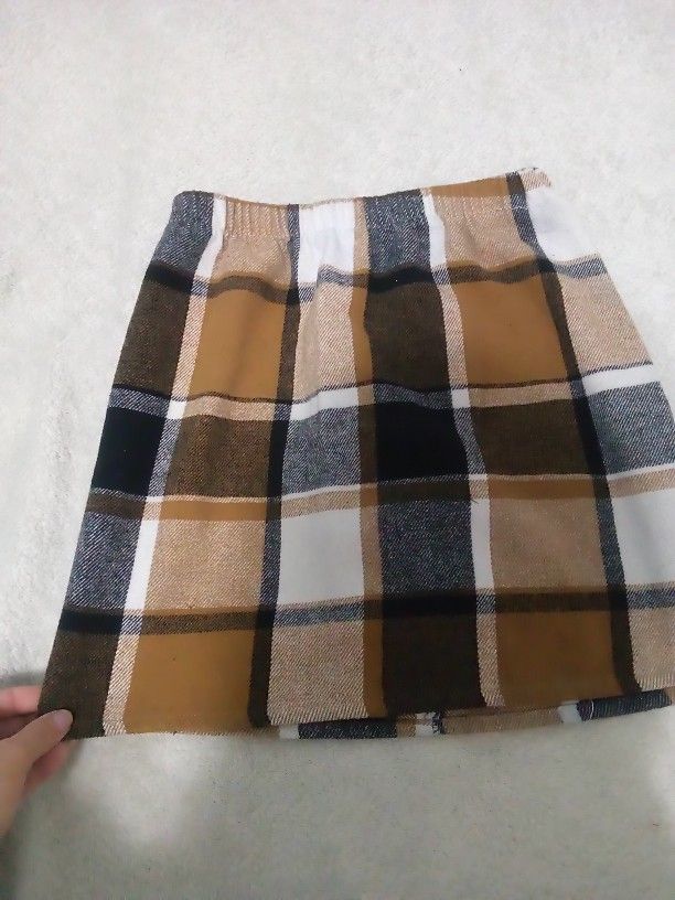 Brown Plaid Skirt