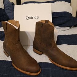 Quince Crafted Leather Western Zip Boot Size 13