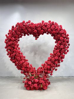 Red Rose & Anthurium Heart Arch With Stand/Shelf