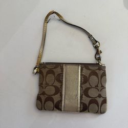 Coach Signature Brown Khaki Wristlet Wallet/Pouch – Preloved