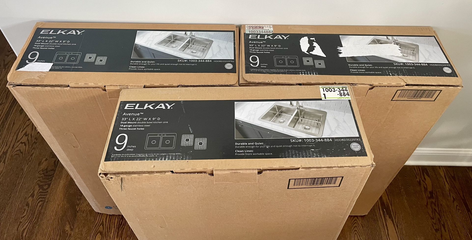 Elkay Avenue 33 in. Drop-In/Undermount Double Bowl 18-Gauge Stainless Steel Kitchen Sink