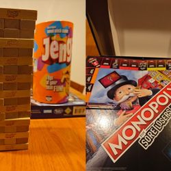 Family game combo: Monopoly+Jenga wood block game