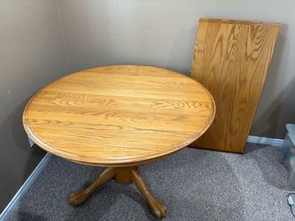 Oak dining table and chairs