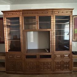 Solid Wood Entertainment Center/Curio Cabinet