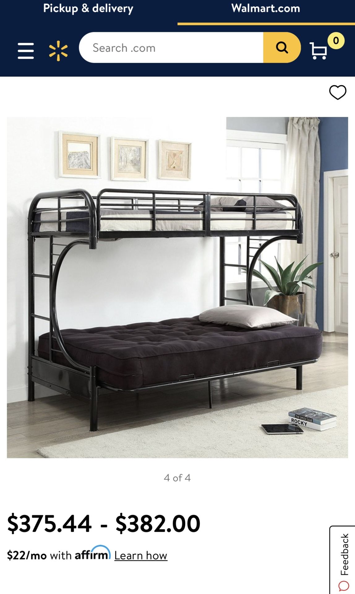BRAND NEW Acme Furniture Eclipse Twin Over Full Futon Bunk Bed, BLACK