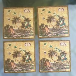 New With Tags 4-Piece Hawaii Souvenir Coasters 