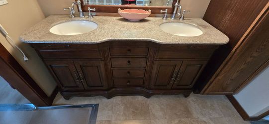 72" Marble top  freestanding Vanity