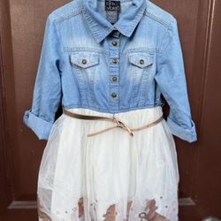 Girls Denim Tutu Dress With Unicorns And Belt 4