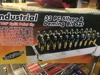 33 pc Drill bits silver & deming set new in carry case 125.00