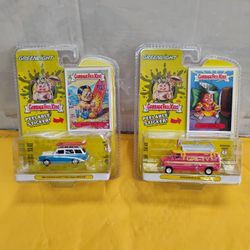 Greenlight Garbage Pail kids 1976 Dodge b-100/1961 Volkswagen types 3 square back - Waxed Jack and Dish Grace. Toy