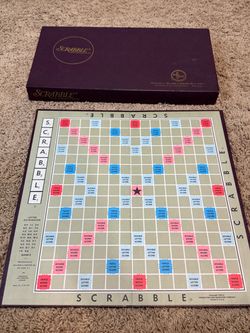 1(contact info removed) Vintage SCRABBLE Board Game Selchow & Righter 100 Wood Tiles Complete