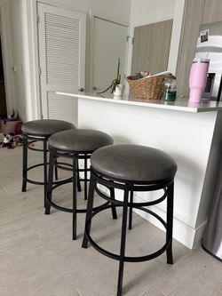 Grey Barstools - set of 3 swivel faux leather
