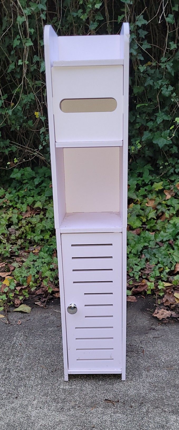 Small, Slender, White Storage Cabinet