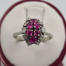 18k White Gold Diamond And Ruby Ring