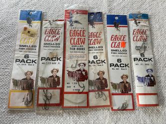 Vintage Eagle Claw Fishing Hooks - 16 Packages for Sale in West