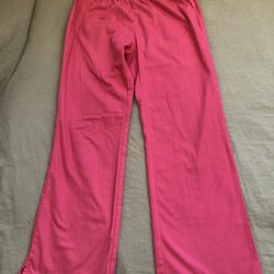 Dickies Women’s S Signature Elastic Waist Scrubs Pants Pink Wide Leg Plain Solid (Silver Lake)