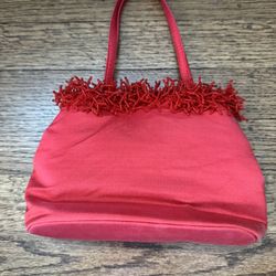 Shira Leah Red Hand Bag With Beads
