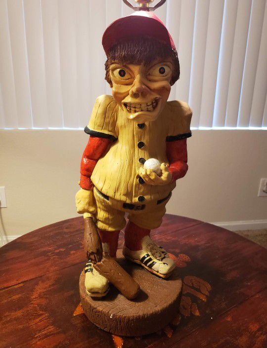 MICHAEL McKIE vtg california pottery baseball weird ohs,  nutty mads lamp. Super rare piece.