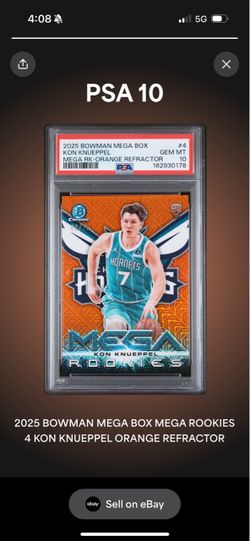 2025 Bowman Kon Kneuppel Mega Rookies Orange refractor 6/25 and cooper Flagg  104/175