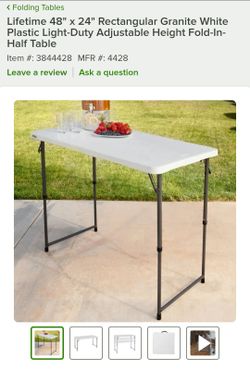 2 of Lifetime 48" x 24" Adjustable Folding Table