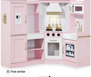 Pink play kitchen