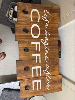 Barnyard Designs ‘Life Begins After Coffee’ Hanging Mug Holder, Wall Mounted Cof