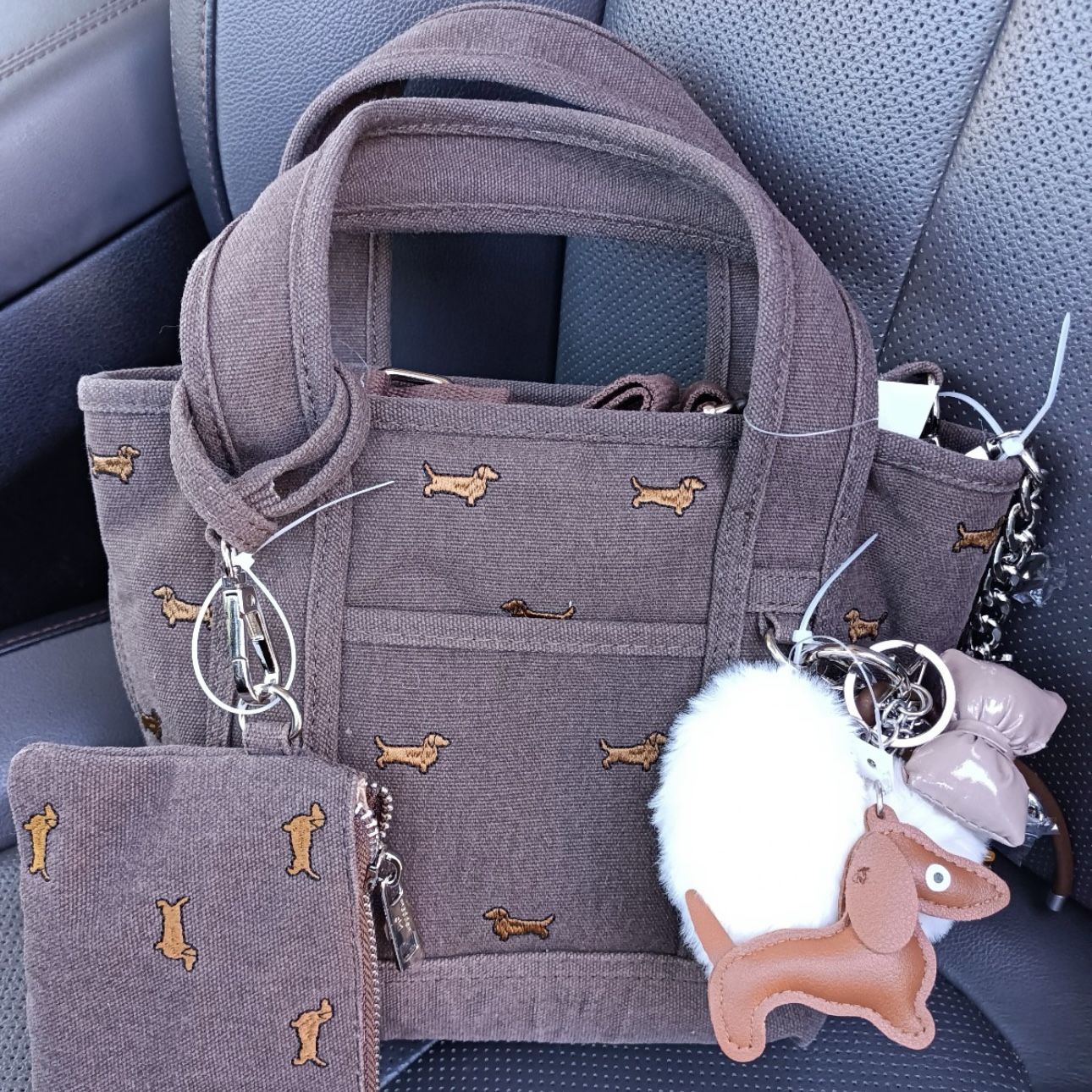 Madden Girl Dachshund Mini Tote with Charms