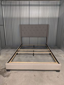 Upholstered Queen Bed Frame with Tufted Headboard