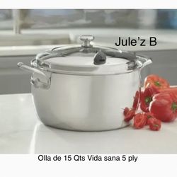 Princess House.  Olla De 15 Qts Vida Sana 5 Ply Nueva En Su Caja 