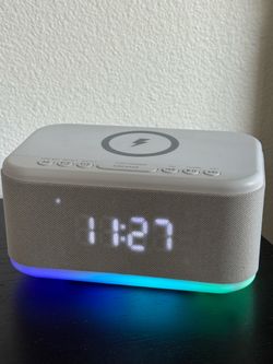 Bluetooth Alarm Clock Speaker w/ Wireless Charging & RGB Night Light