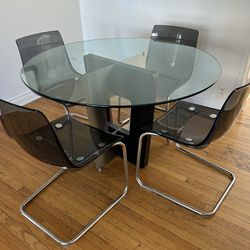 Glass/Metal Dinette Table and Chairs