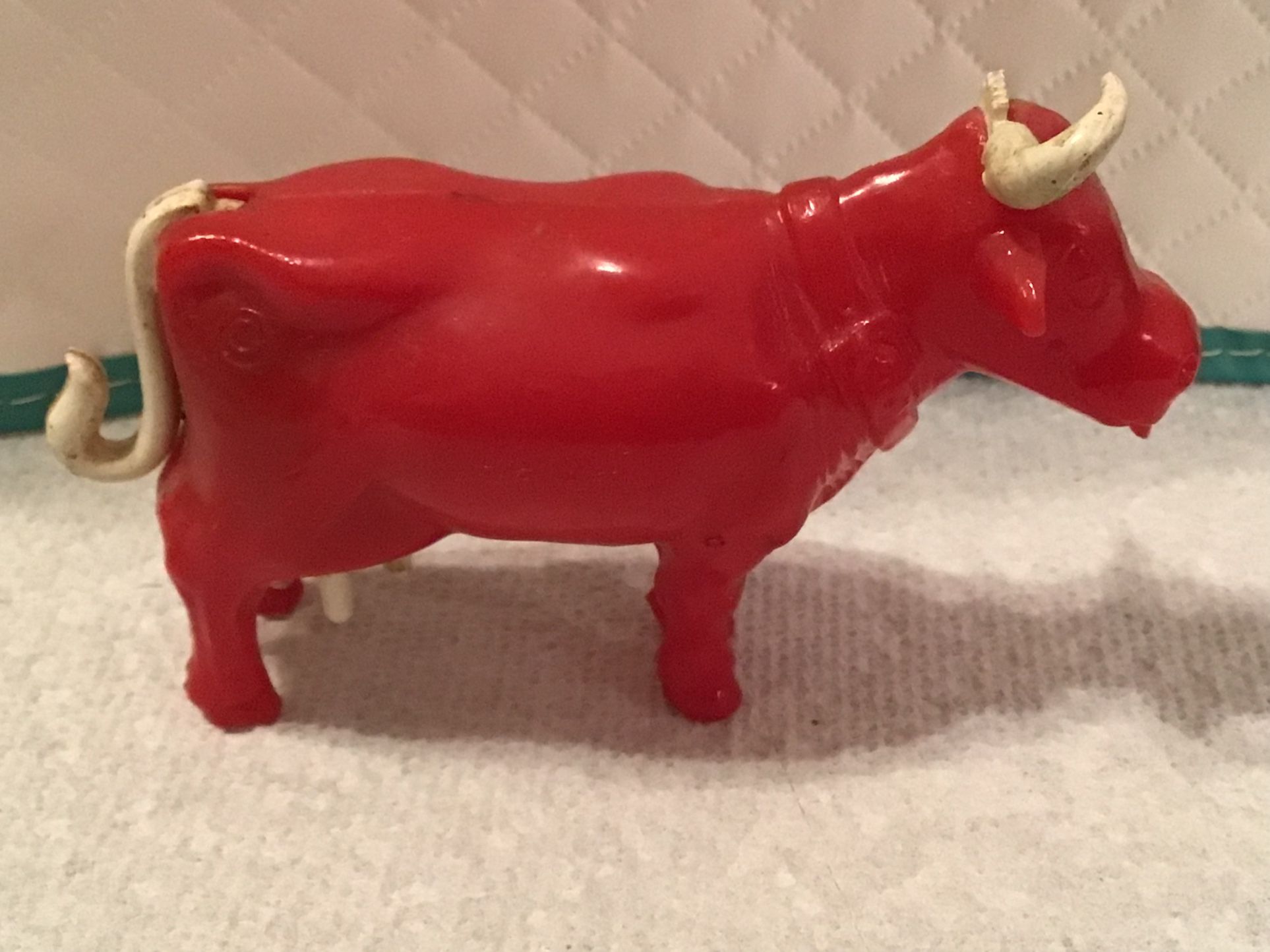 Vintage Thomas Toy Milking Cow Red Plastic Miniature Bull Figurine 