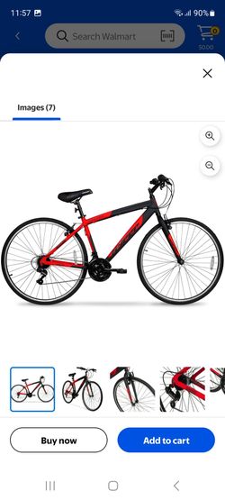 Hyper Bicycles 700c Men's Spin Fit Hybrid Bike, Adults Ages 14+, Black/Red