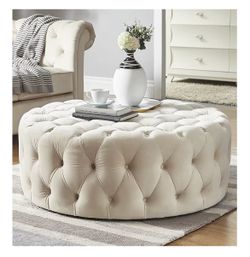 Round Velvet Ottoman - Modern and Luxurious